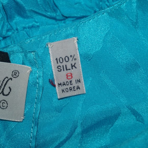 Vintage 80s Silk Floral Polka Dot Dress 8 - Picture 9 of 13